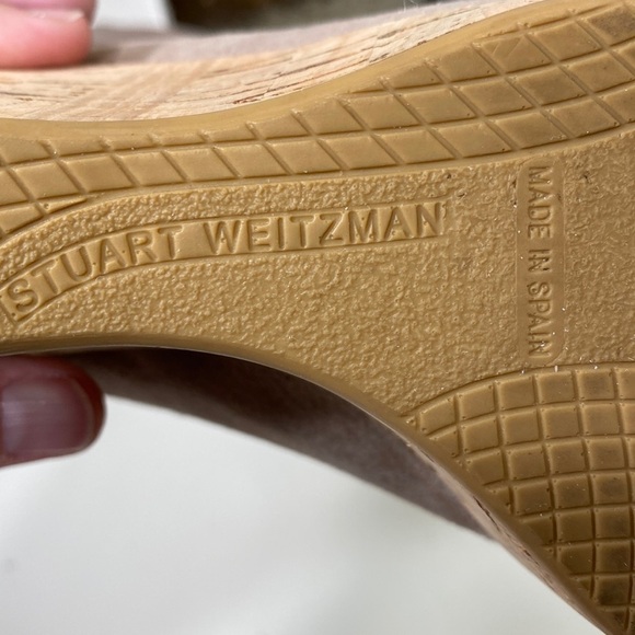 Stuart‎ Weitzman Anna Cork Wedge Peep Toe Pump Haze Size 8 - Picture 9 of 12